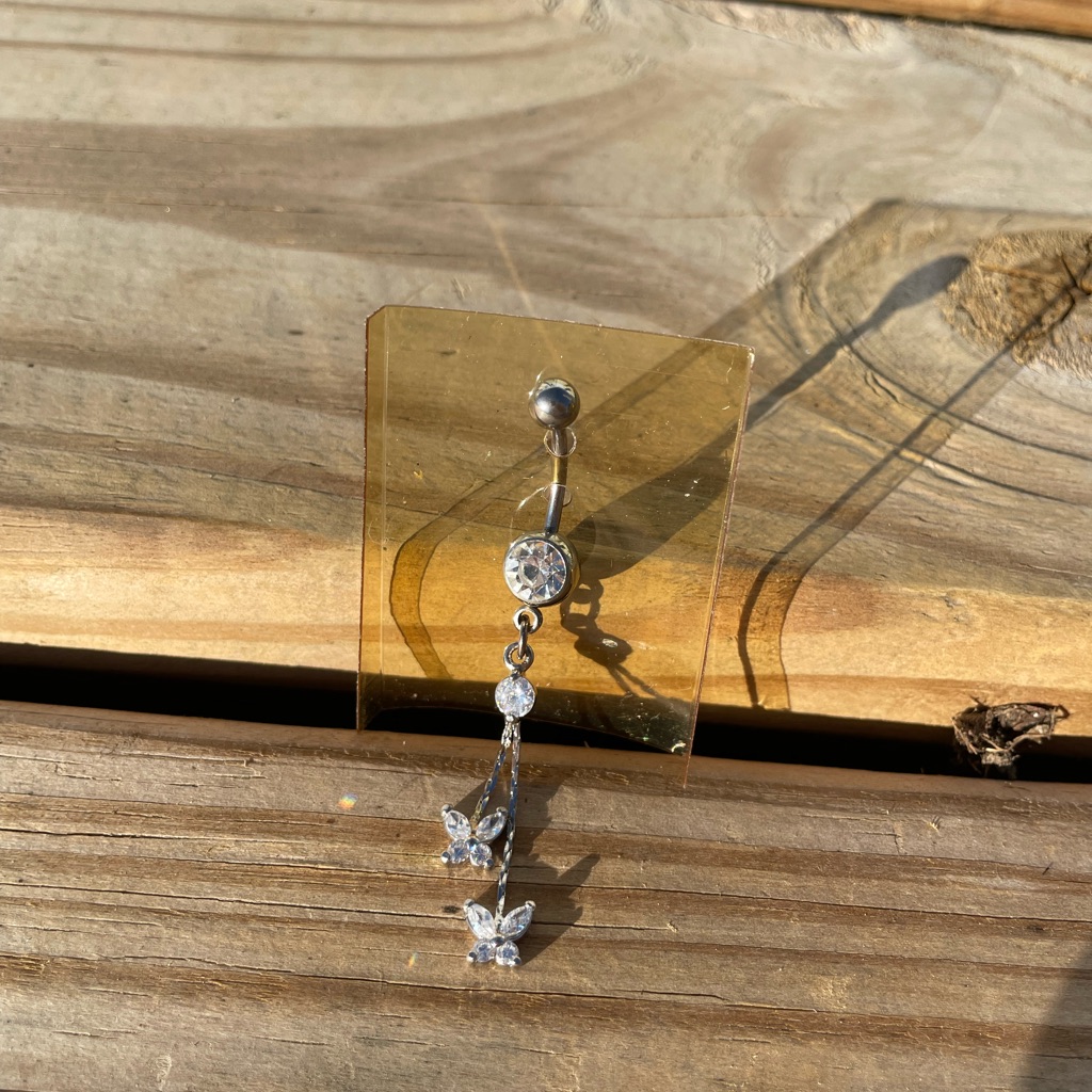 Claires Silver Butterfly Dangle Navel Belly Button Piercing 11$